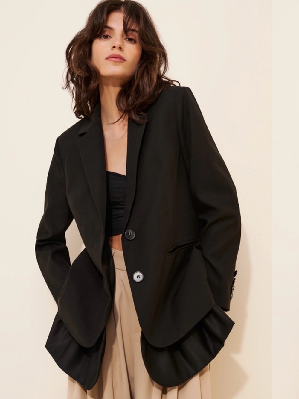 Mare Mare anthropologie Relaxed Twofer Blazer black size S